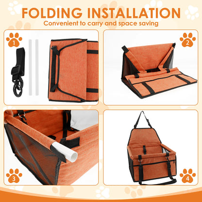 Dog Car Seat Puppy Booster Seat With Safety Lock Scratch Proof Adjustable Strap Travel Car Box for Small to Medium Dog