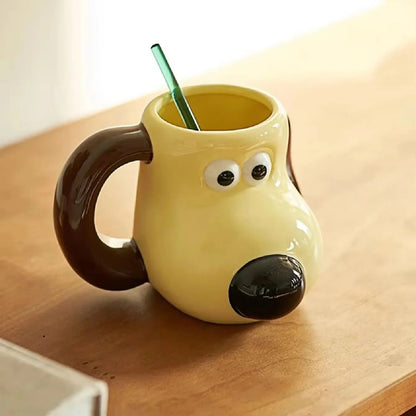 A 520ml large capacity paw dog ceramic mug cartoon creative coffee cup office drinking cup household cup suitable for children's
