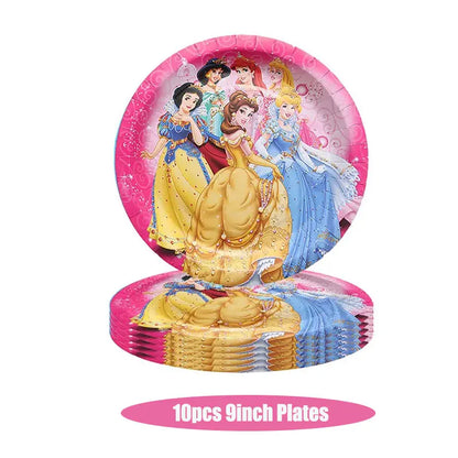 Disney Princess Birthday Decoration Tableware Paper Cups Plates Balloons Tablecloth Backdrop Banner Party Supplies For Baby Kids