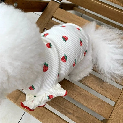 the BLUSHTAIL PUPPY VEST - Dog Shirt Vest, Pink Puppy Summer Clothes, Thin Knitted Dog Undershirt, Chihuahua, Bichon, Girls Dog Costume Flying Sleeves T-Shirts