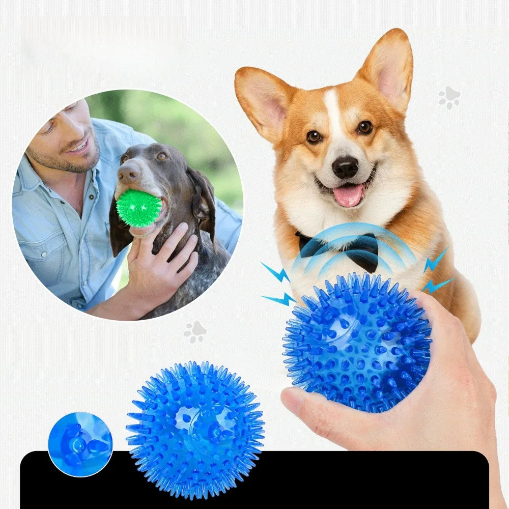 Pet Dog Toys Cat Puppy Sounding Toy Polka Squeaky Tooth Cleaning Ball TPR Training Teeth Chewing Toy Thorn Macaron Balls