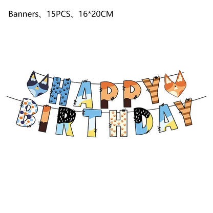 Cartoon Blue Dog Birthday Bluey Birthday Decoration Set Blueys Cups Banner Straws Bluey Balloons Set Kid Toy Gift Party Supplies