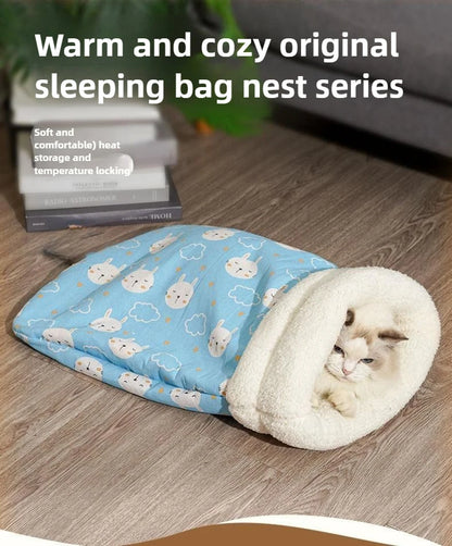 Cat Nest Winter Warmth Semi Enclosed Cat Sleeping Bag Nest Deep Sleep Designed for Cats Bedding Cat Mat Pet Universal
