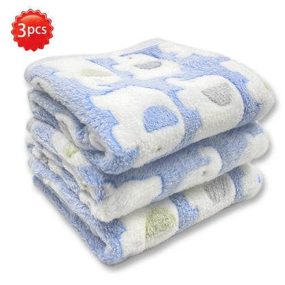 3PCS Soft Flannel Fleece Cat Dog Blanket Bed Mats Paw Foot Print Warm Pet Blanket Sleeping Beds Cover Mat For Pets Supplies