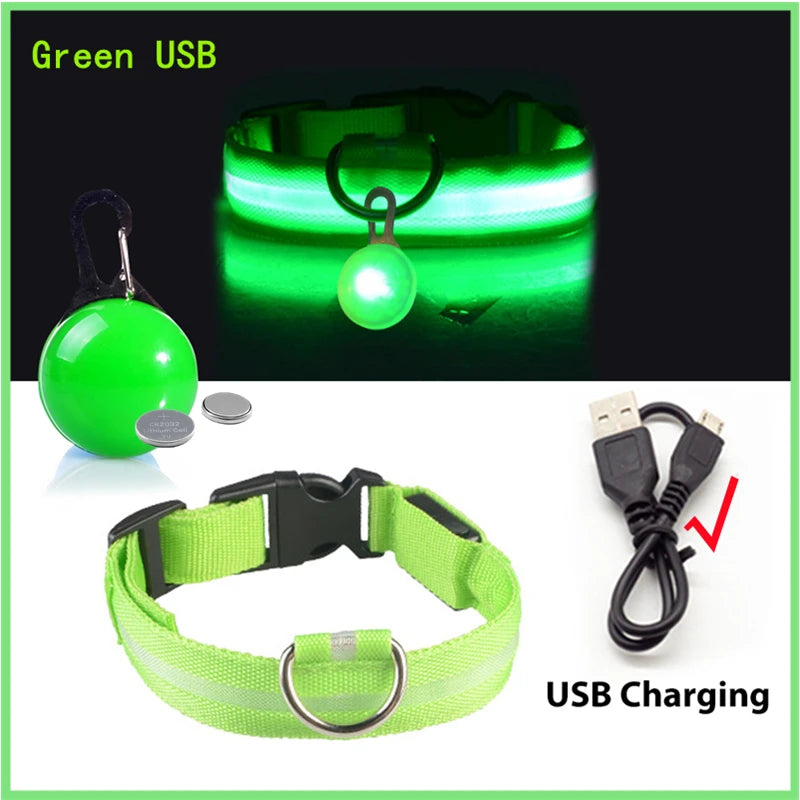 the LUXEGLOW LED SAFTERY COLLAR - USB Charging Glowing Dog Collar with Pendant, Detachable Luxury LED Light, Bright for Small Dogs/Cats, Night Safety Collar