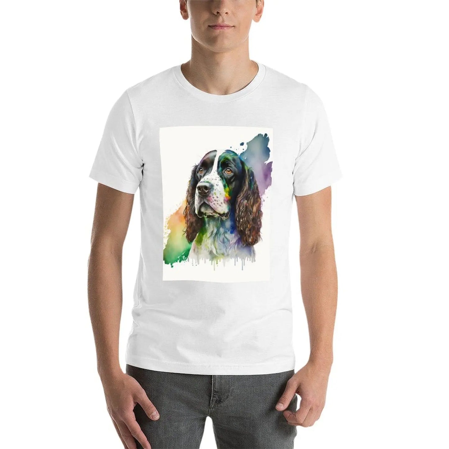 the SPRINGER SPANIEL - Watercolor English Springer Spaniel Digital Art T-Shirt