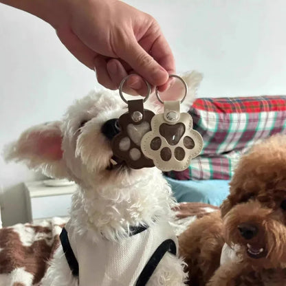 Pet Hair Memorial Keychain PU Leather Keepsake Locket for Cat Dog Fur Collection Memorial Keyring Gifts Decoration Accessories