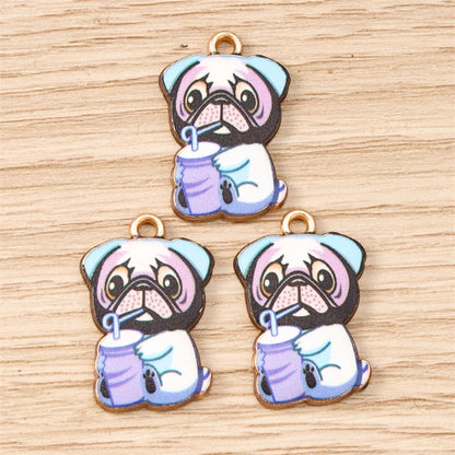 10pcs 15x22mm Cartoon Animal Charms Enamel Dog Charms for Jewelry Making Earrings Pendants Necklaces Bracelets DIY Crafts Supply