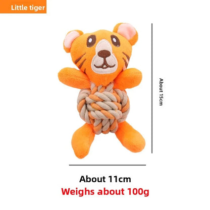 the MERRY PLUSH MUNCHERS - Christmas Plush Dog Toys with Cotton Rope & Squeakers, Chew Resistant Animal Dental Toys for Puppies, Teething Chew Toys