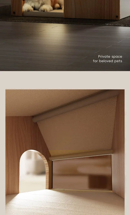 the SERENITY SANCTUARY - Doghouse, Closed Design, Sense of Security, Summer Doghouse, Pet Dog, Solid Wood House, Indoor