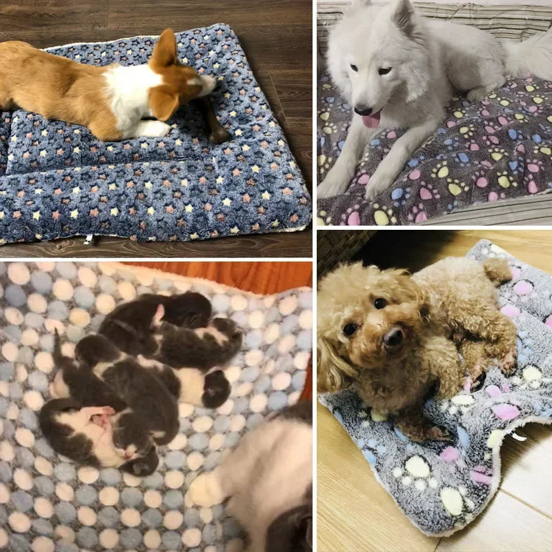Soft Flannel Thickened Pet Blanket Dog Bed Mat for Puppy Cat Sofa Cushion Dog Beds Pets Keep Warm Sleeping Cover Dog Accessories