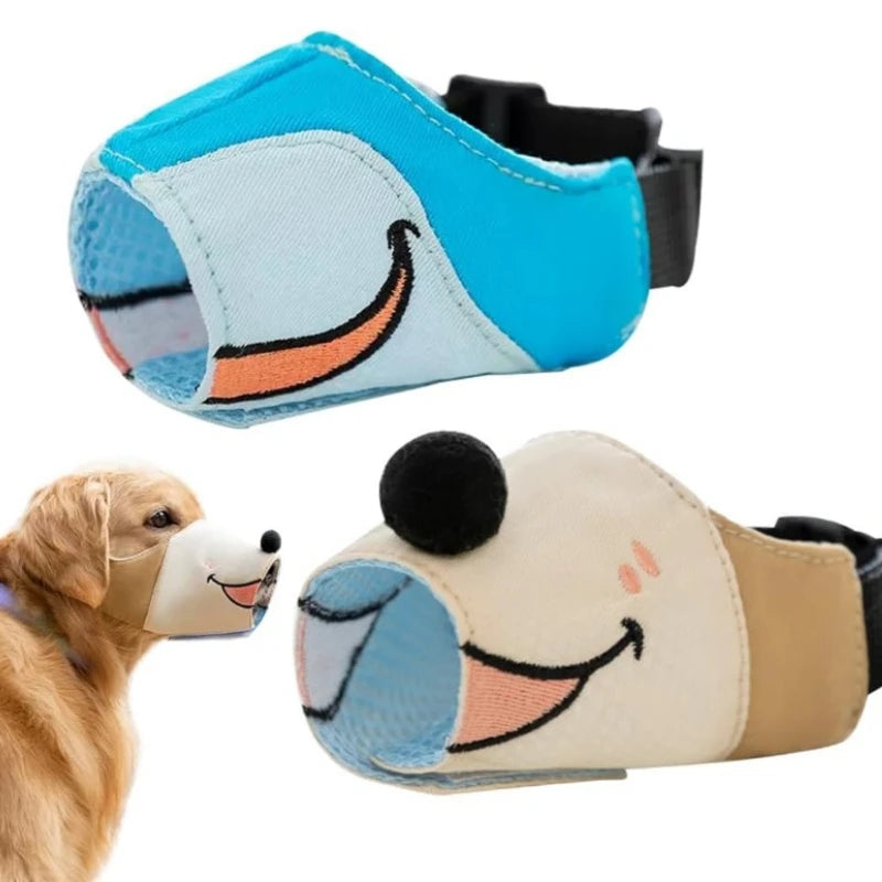 Dog Muzzles for Small To Large Dog Anti Barking Adjustable Muzzle Breathable Gentle Cloth Dog Muzzle Cute Funny Dog Muzzles