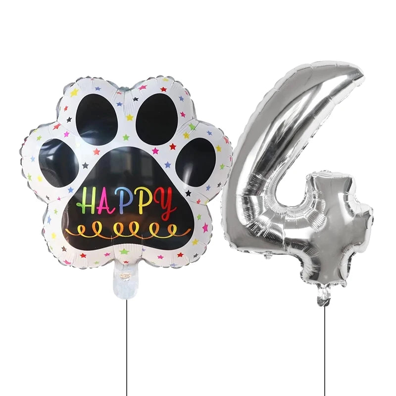 2 pieces/set Let us Pawty Big Dog PAWS Aluminum Balloons 30 inch figure 1 2 3 4 year old birthday party decoration Balloon Baby