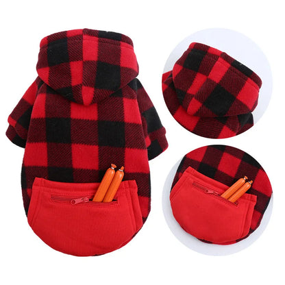 Autumn and Winter Warm Pockets Zipper Small Medium and Large Dog Clothes Pet Cat Teddy Bathroom Clothing Supplies