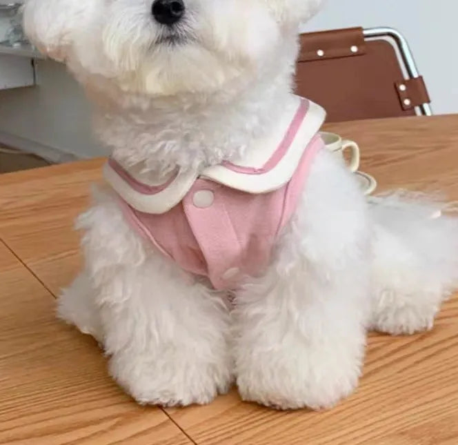 the SAILOR DOG - Sailor Collar Stripe Polo Shirt for Small and Medium Dogs, Puppy Clothes Sweatshirt, Cute Dog Vest T-Shirt