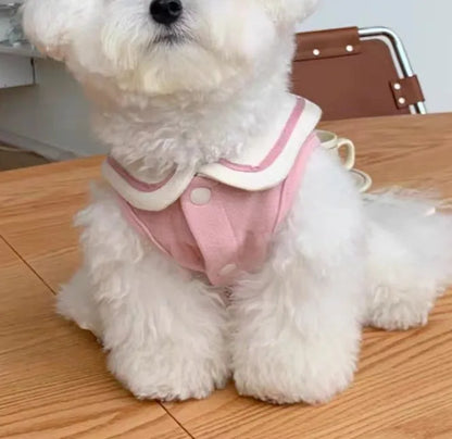 the SAILOR DOG - Sailor Collar Stripe Polo Shirt for Small and Medium Dogs, Puppy Clothes Sweatshirt, Cute Dog Vest T-Shirt