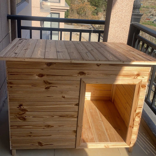 the PINEHOUSE - Large Solid Wood Doghouse, Outdoor Rainproof, Outdoor Waterproof Four-Season Pet Nest, Cat/Dog Cage Golden Feather Edge Animal