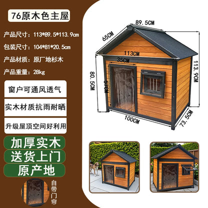 Outdoor dog cage doghouse Solid wood sun protection Rain protection dog kennel doghouse Large medium-sized dog Golden