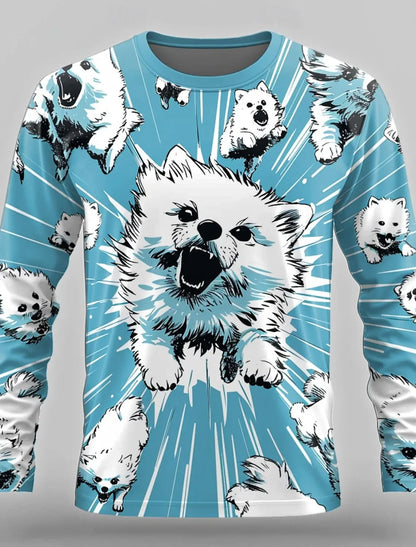 the FURRY FRIEND - Vintage Long Sleeve T-Shirts, Funny Dog 3D Print Streetwear Loose Men/Women/Unisex Round Neck Harajuku Oversized T-Shirt Clothes