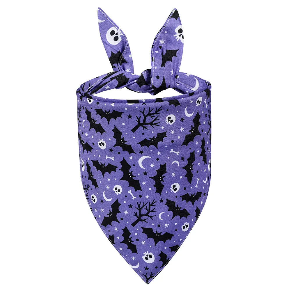 the HOWL-O-WEEN SCARFS - Adjustable Chic Pet Bandana with Bow Tie - Polyester Triangle Scarf & Drool Bib for Small to Large Dogs, Perfect for Halloween