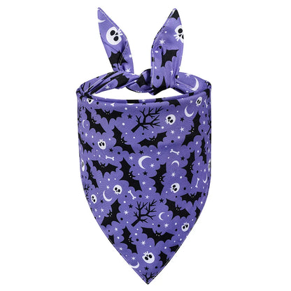 the HOWL-O-WEEN SCARFS - Adjustable Chic Pet Bandana with Bow Tie - Polyester Triangle Scarf & Drool Bib for Small to Large Dogs, Perfect for Halloween