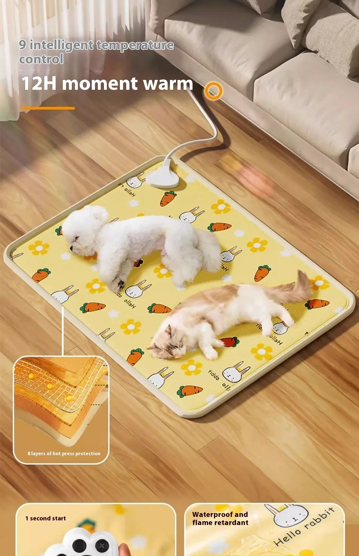 40x60cm Pet Electric Blanket Heating Pad Dog Waterproof Blanket Cats Dogs Electric Blanket Cat Small Heating Pads Pet Products