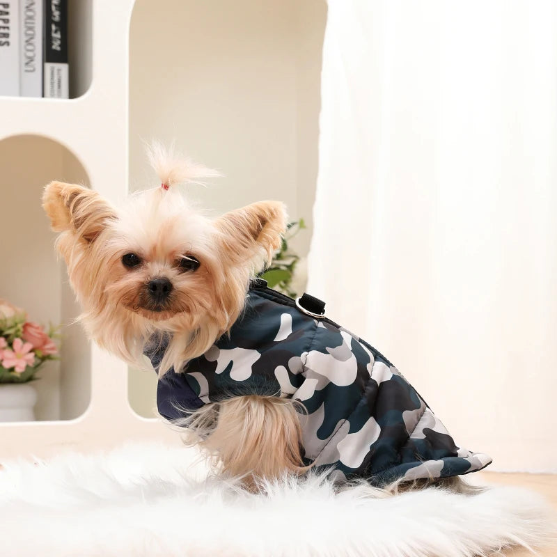 Camouflage Print Pet Dog Jacket Coat for Small Dogs Cats Autumn Winter Warm Zipper Puppy Clothes Yorkies Chihuahua Pug Costume