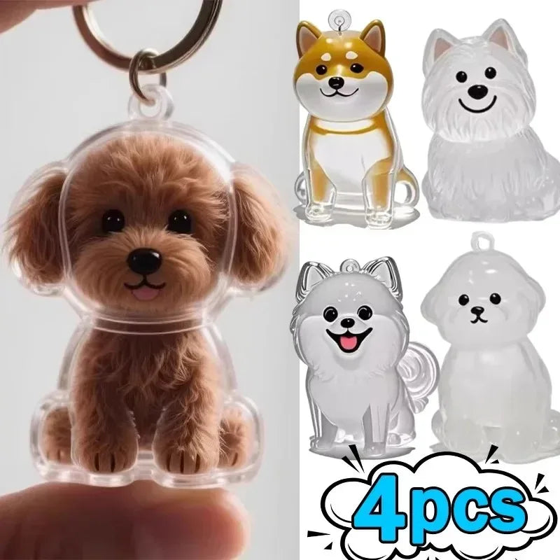 Dog Hair Storage Pendant Keychain Transparent Pet Fur Keepsake Capsule DIY Decoration Memorial Gifts for Pet Lovers Home Display