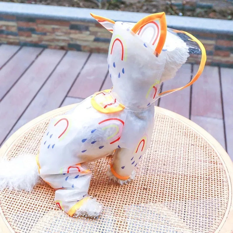 the RAINBOW RAINDROP - Dog Raincoat Waterproof Pet Clothes, Accessories Dogs Apparel, Small Clothing Hooded Raincoat for Dogs