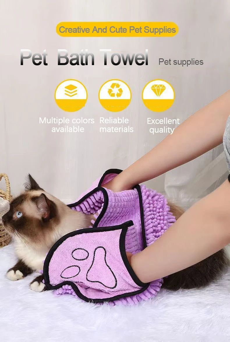 the PAWPOLISH BATH GLOVE - NEW Body Scrubber, Cat/Dog Bath Towel, Glove-Style Bathing Towel, New Dog Drying Towel, Quick-Dry Pet Supplies