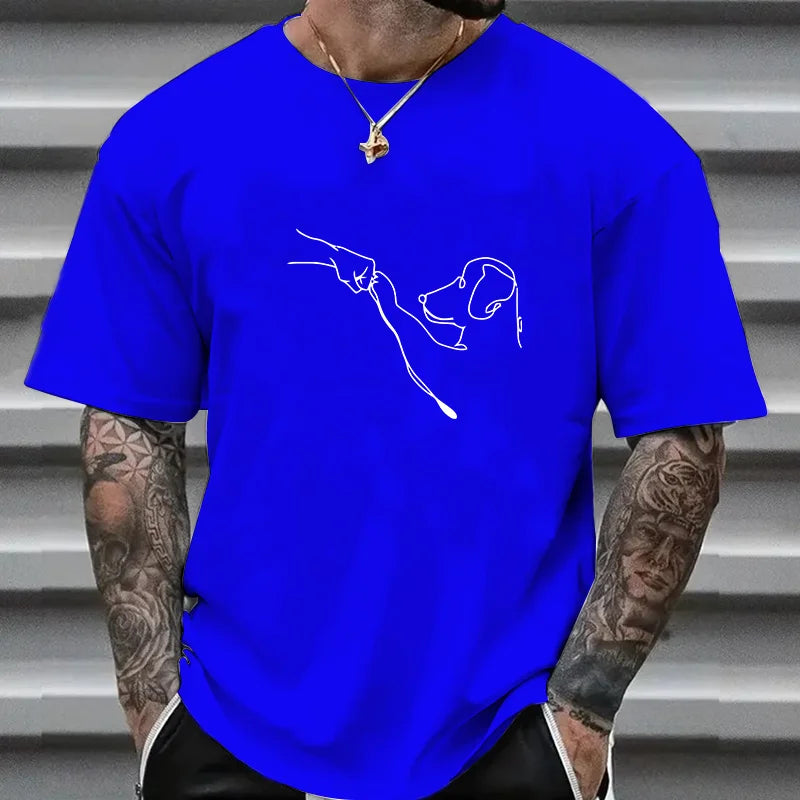 the FIST PUMP PAW PUMP - New for Men 100% Cotton Casual Sports Loose Fit Funny Dog First Print Round Neck Short Sleeved T-Shirt Top