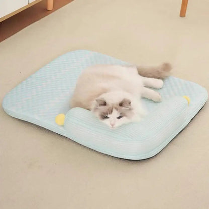 Spring and Summer Upgraded Pillow Sofa Pet Nest, Ice Silk Cat and Dog Cooling Pad, Washable Bottom Waterproof and Anti slip