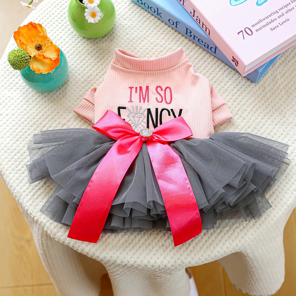 Fancy Bowtie Pet Dress For Dogs Spring Summer Puppy One Piece Apparel Girl Female Luxury  Formal Cat Wear Yorkshire Terrier Item