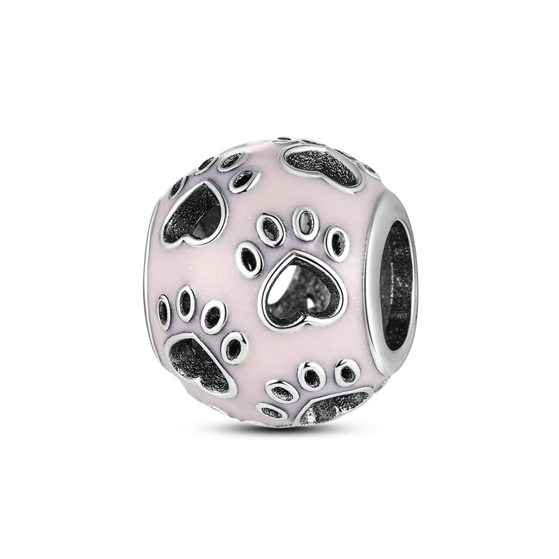 Dog Pet Charms 925 Silver Doggy Paw French Bulldog Bones Beads fit Original Bracelet DIY Fine Jewelry