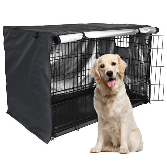 the KENNEL COVER - Convenient Pet Crate Cover, Oxford Cloth Sun Pet Kennel Case, Breathable Zipper Closure Dog Cage Cover Pet Supply