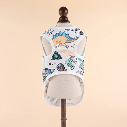 Cute Summer Pet Dog Cooling Vest Cartoon Soft Clothing Summer Casual Shirts Small Medium Large Dogs Puppy French Bulldog Clothes