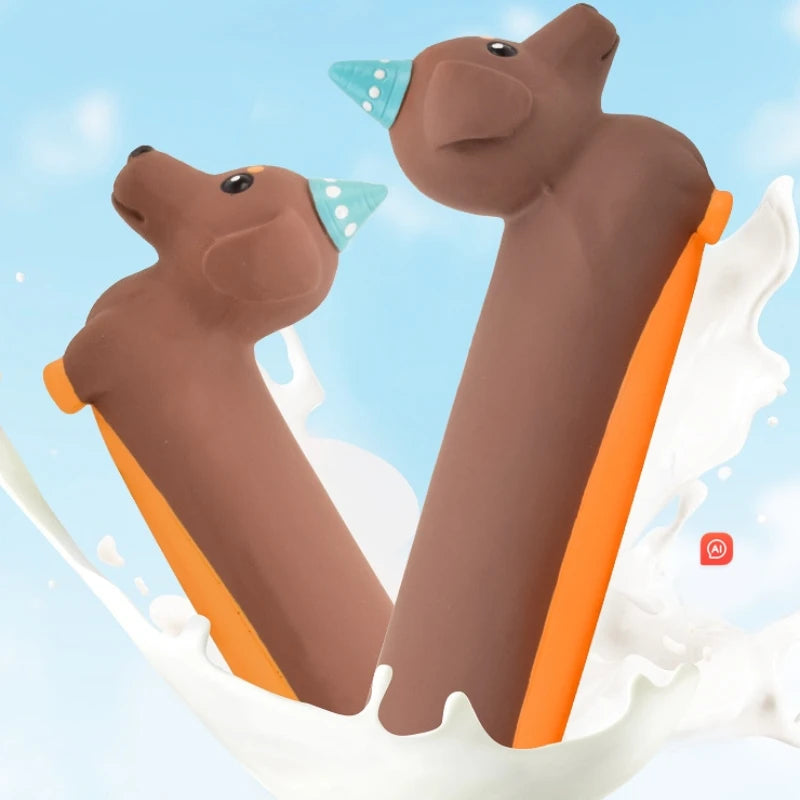 Dog Chew Toy Silicone Simulated Dachshund Modeling Squeaky Interactive Puppy Toy Bite Resistant Dog Accessories