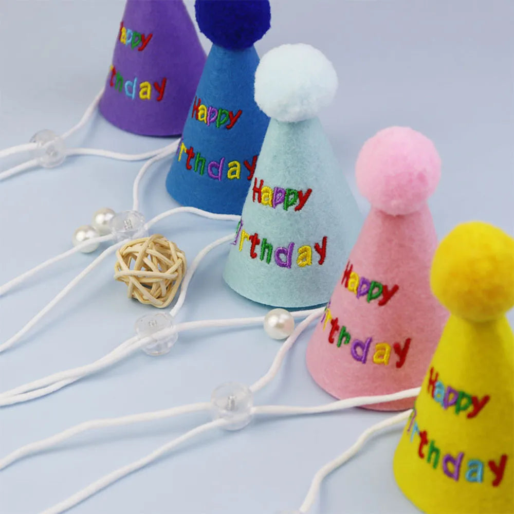 Pet Birthday Hat Adjustable Dog Cat Hat Birthday Party Photo Props Pet Supplies