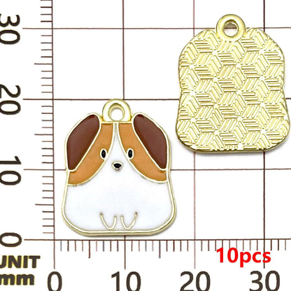 10/12pcs Enamel Cute Cartoon Dog Charms Alloy Animal Pendants for DIY Bracelet Necklace Earrings Jewelry Making Accessories