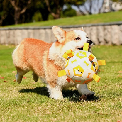 Dog outdoor chewing toy that is durable, bite-resistant and makes sound - inflatable football toy
