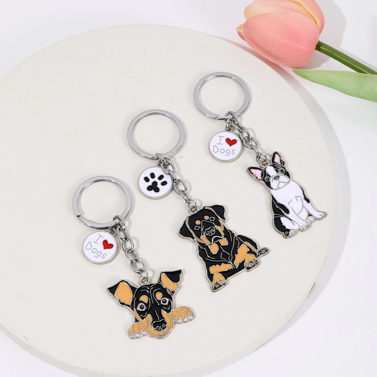 Pet dog car keychain pendant creative metal accessories key ring holiday gifts