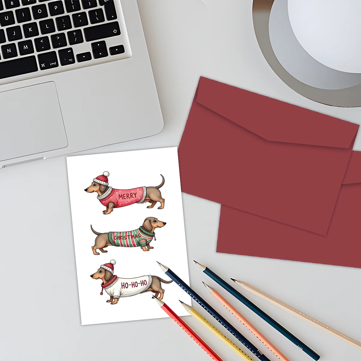 Funny Dachshund Christmas Greeting Card with Envelope,Merry Christmas Cards Perfect for Dog Lovers,Pet Owner, Holiday Gift Cards