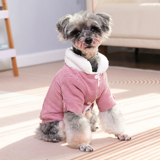 Winter Dog Clothes Thickened Lamb Velvet Puppy Outfit Hooded Soft Fleece Warm Jacket for Small Middle Dog Cat Coat With D-ring
