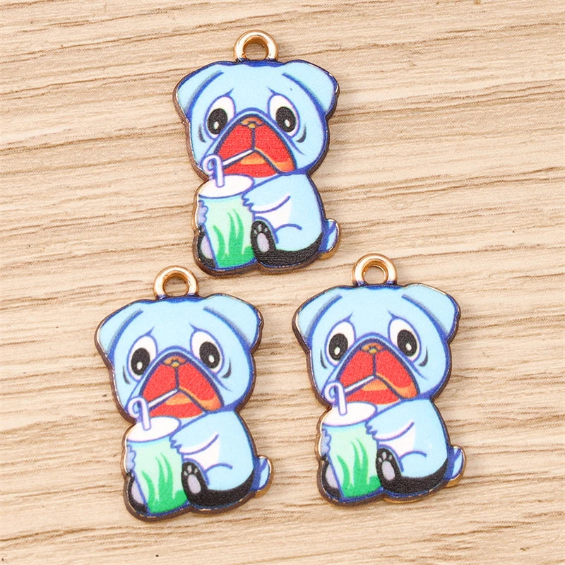 10pcs 15x22mm Cartoon Animal Charms Enamel Dog Charms for Jewelry Making Earrings Pendants Necklaces Bracelets DIY Crafts Supply