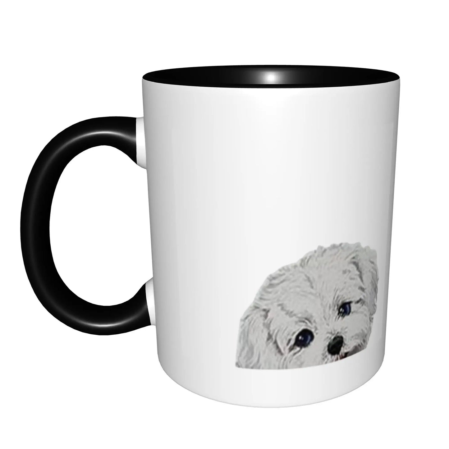 Maltese Dog Mugs With Black Handle Birthday Coffee Mugs Ceramic Tea Cups 11oz