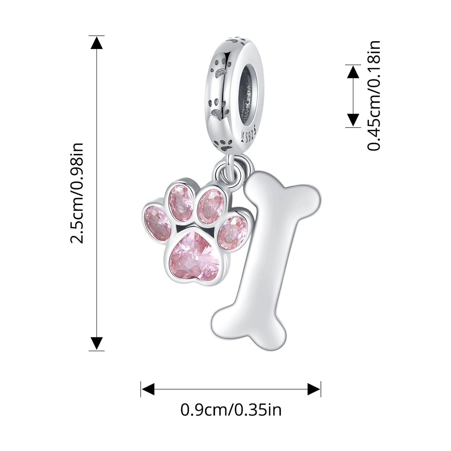 WOSTU 925 Sterling Silver Pet Dog Charm Pomeranian Pendant Yorkshire Terrier Locket Cute Original Fit for Women Bracelet DIY