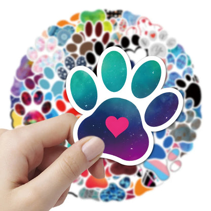 10/30/50pcs Cute Animal Pets Paw Stickers Aesthetic Waterproof Graffiti Water Bottle Skateboard Guitar Dog Cat Paw Sticker Packs