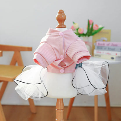 Fancy Bowtie Pet Dress For Dogs Spring Summer Puppy One Piece Apparel Girl Female Luxury  Formal Cat Wear Yorkshire Terrier Item