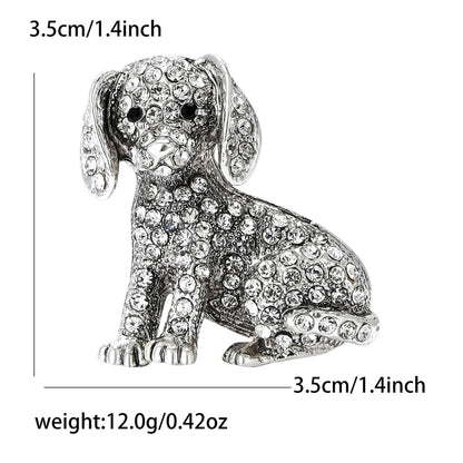 Enamel Puppy Brooches for Women Unisex Rhinestone Animal Pin Dog Lapel Pins Office Party Friend Luxury Gifts Jewelry Accessories