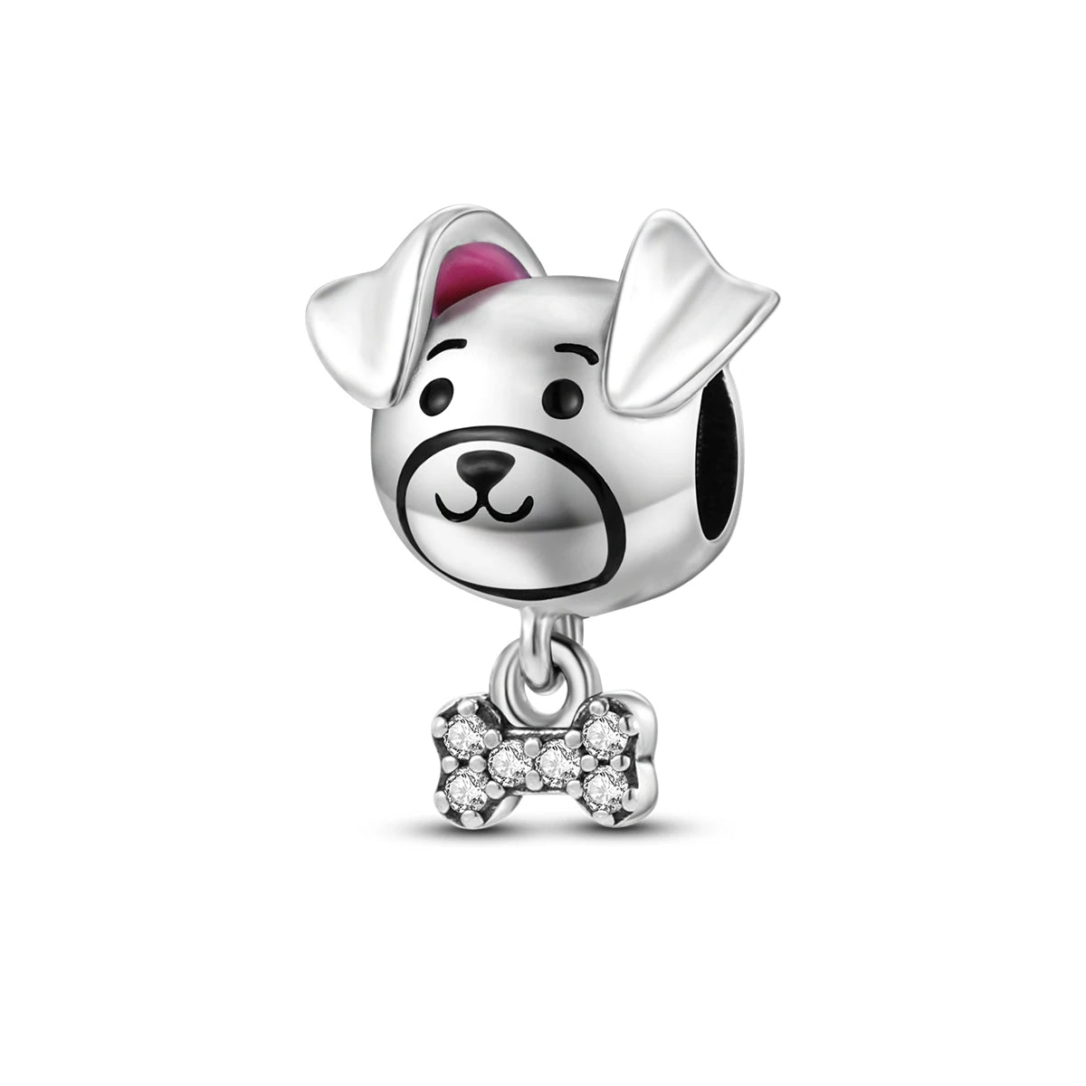 Dog Pet Charms 925 Silver Doggy Paw French Bulldog Bones Beads fit Original Bracelet DIY Fine Jewelry